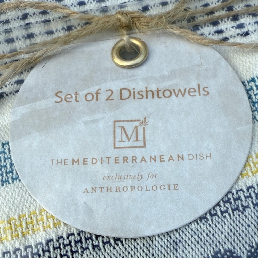 Anthropologie Mediterranean Blue and White Dish Towels - Picture 2 of 12